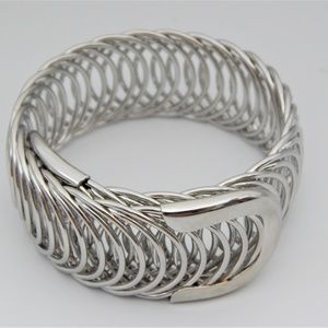 Silver Circle Flexable  Cuff